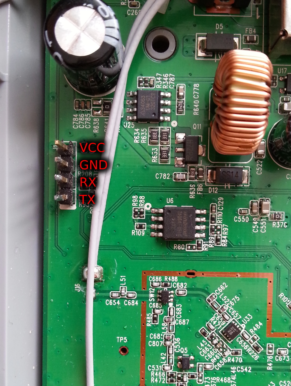 UART Pins auf dem Mainboard